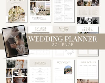 Digital Wedding Planner Template, Printable | Instant Download Canva Template, Completely Editable Digital Download, Wedding Templates