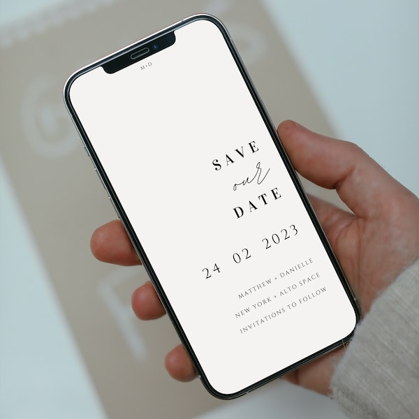 Guardar la plantilla de invitación electrónica de fecha, invitación digital, guardar la fecha electrónica, descarga instantánea - Clásico