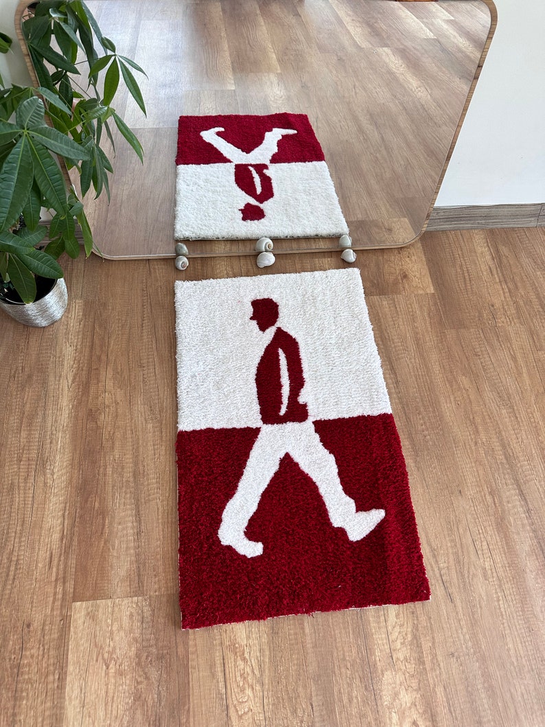 Walking Man Handmade Tufted Rug Home Decor Enjoyable - Etsy