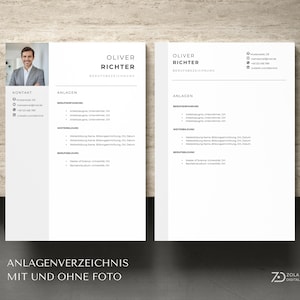 Professionell gestaltetes Anlagenverzeichnis zur strukturierten Auflistung von Arbeitszeugnissen, Diplomen und Zertifikaten. Besonders nützlich für erfahrene Fachkräfte und Ingenieure mit vielen Nachweisen. anlagenverzeichnis bewerbung vorlage word, inhaltsverzeichnis für bewerbungsunterlagen. Design by ZolaDigital