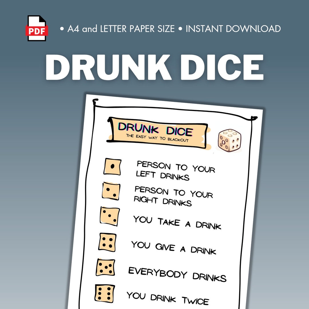 Drinking Dice Game for Adults' Parties. Printable Game for Etsy