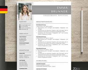 German CV template with photo – application templates for Word or Pages – including cover letter, cover page, and attachments in German