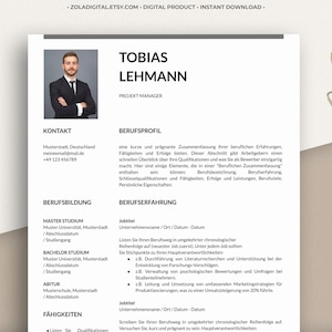 Plantilla de solicitud - plantilla de currículum minimalista con carta de presentación | Documentos de solicitud con foto en Microsoft Word y Google Docs.