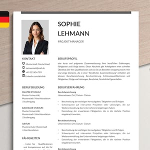 Plantilla de aplicación Word, Google Docs, Mac Pages en alemán | Plantilla de solicitud - CV, carta de presentación, portada, carta de motivación.