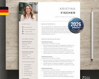 CV template with cover letter. Complete application template in beige with photo. CV Resume Template German.