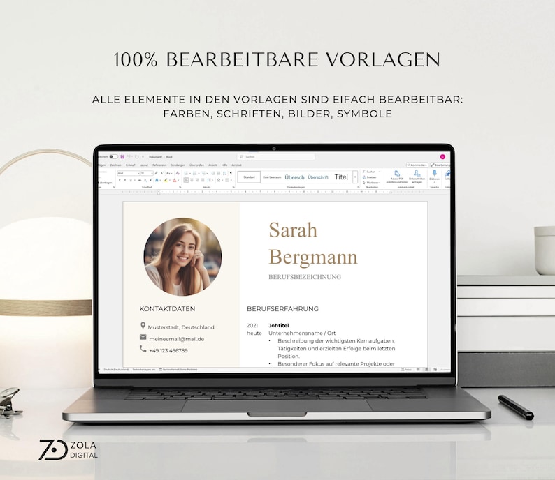Schlichte Bewerbungsunterlagen mit passendem Lebenslauf und Anschreiben. Einfach zu bearbeiten. Perfektes Set für den Jobsuche. Bearbeitbar in Microsoft Word und online in Google Docs oder Mac Pages.