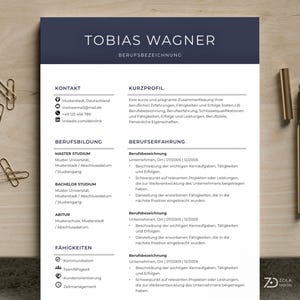 Lebenslauf Vorlage ohne Foto - Zweiseitige, Moderne, Schlichte Tabellarische Bewerbung Vorlage, mit Kurzprofil auf Deutsch