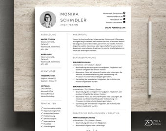CV template, cover letter, complete application templates with photo, application portfolio. Application documents in Word and Apple Pages.