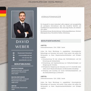 Plantilla de solicitud Word y Canva en alemán | Plantilla de solicitud: CV, carta de presentación, carta de motivación, referencias