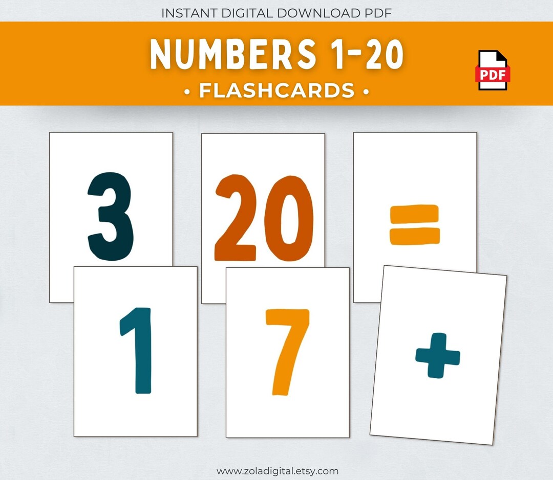 Number Flashcards. Counting to 20. Printable Learning Math - Etsy