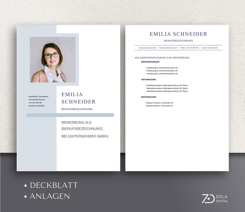 ATS-friendly CV and cover letter templates for Word and Pages. Simple and classic application templates in German. image 5