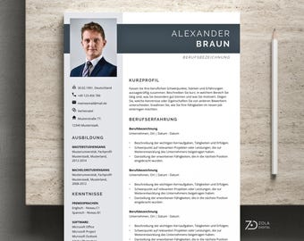Lebenslauf Vorlage deutsch mit Foto – Bewerbungsvorlagen für Word oder Pages – inkl. Anschreiben, Deckblatt, Anlagen auf Deutsch