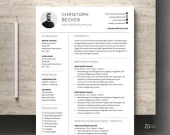 Application templates Word, CV template with photo, application template Word and Apple Pages, CV German templates 2026
