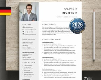 Bewerbung Vorlage mit Lebenslauf und Anschreiben. Bewerbungsvorlagen männlich in grau mit Foto für MS Word auf Deutsch