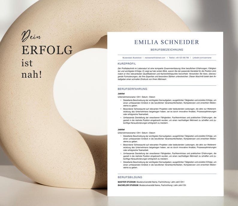 ATS-friendly CV and cover letter templates for Word and Pages. Simple and classic application templates in German. image 10