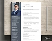 Bewerbung Vorlage mit Lebenslauf und Anschreiben. Bewerbungsvorlagen in Blau mit Bild für MS Word auf Deutsch