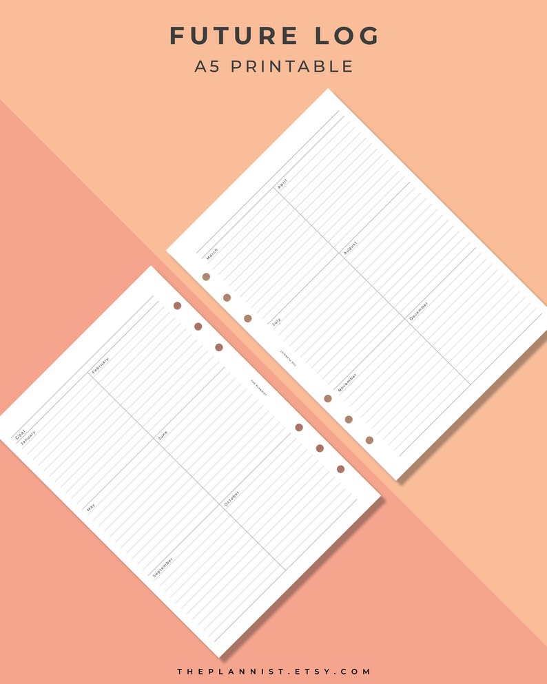 A5 Future Log Printable Yearly Overview Template Annual - Etsy