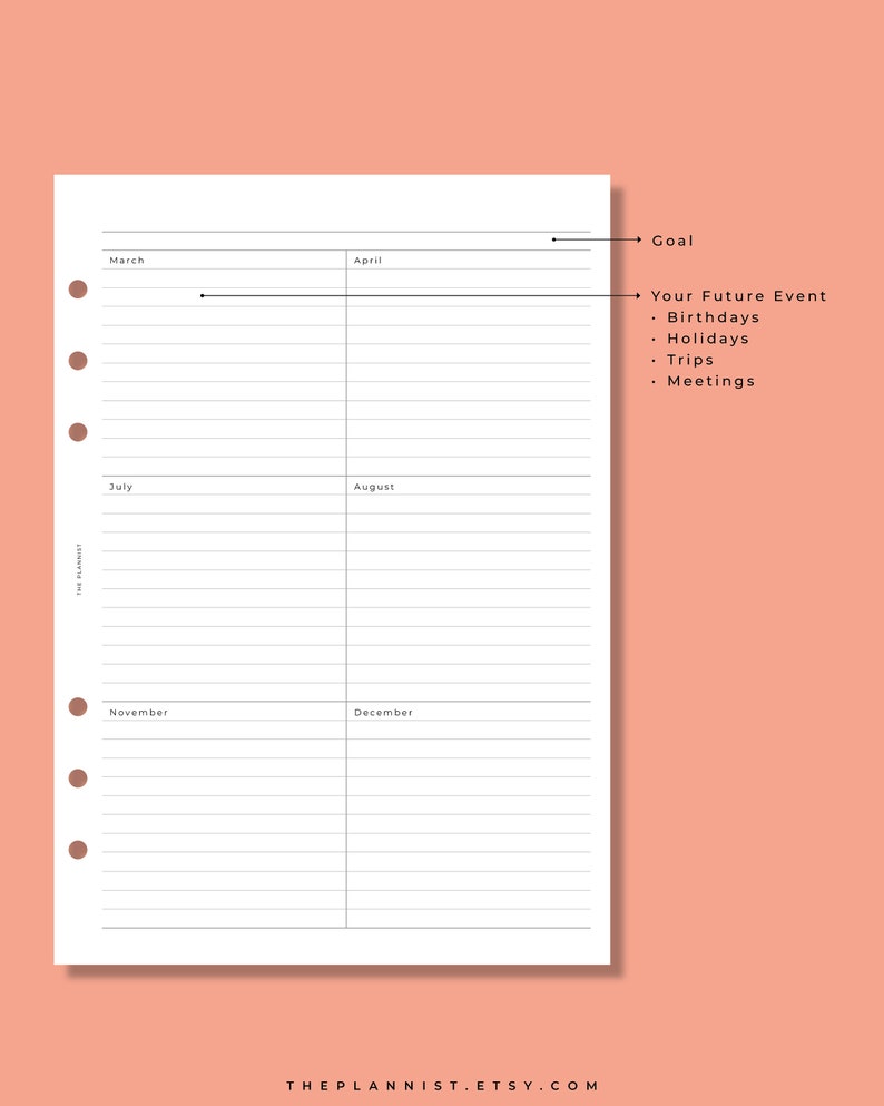 A5 Future Log Printable Yearly Overview Template Annual - Etsy
