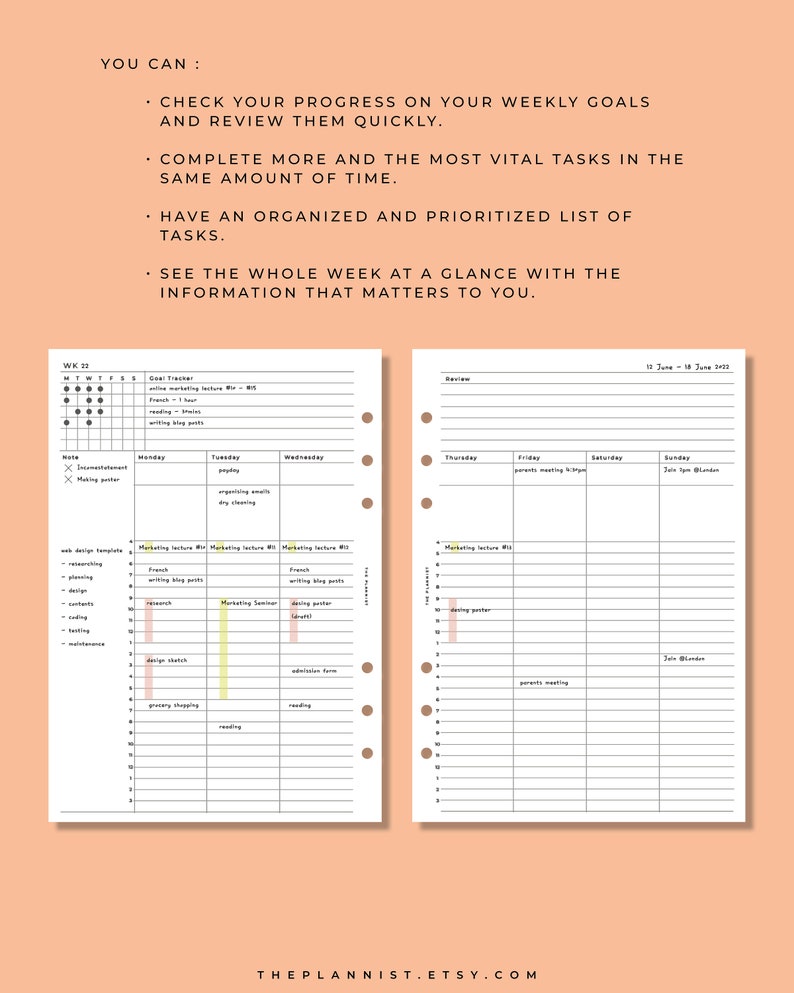 A5 Weekly Time Block Planner Printable Productivity Plan - Etsy