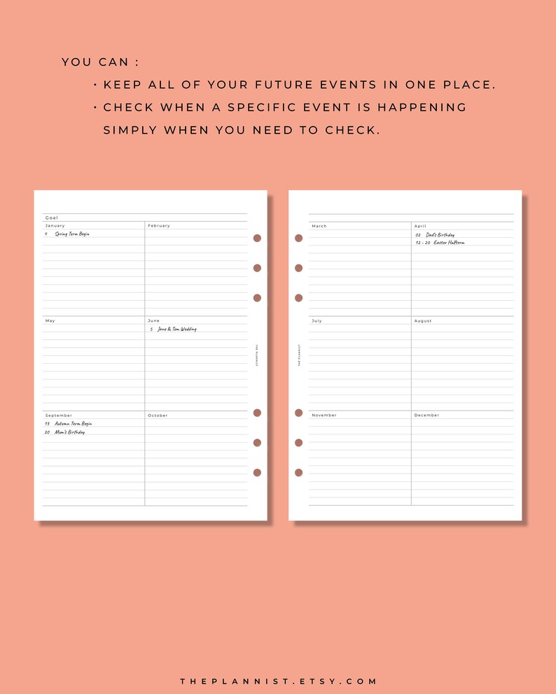 A5 Future Log Printable Yearly Overview Template Annual - Etsy