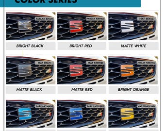 Seat Leon MK2/ MK3 Compatible Car Emblem Vinyl Decal Set – Logo Wrap for Front Rear Badge & Steering Trim - Folio