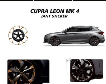 Sticker pour jante Seat Leon mk4 Cupra, feuille de vinyle de haute qualité, longue durée de vie, apparence esthétique, application facile, résistant à l'eau