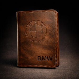 Personalized Leather Car Registration Holder | Custom Logo Vehicle Document Wallet | EU Car Papers Case