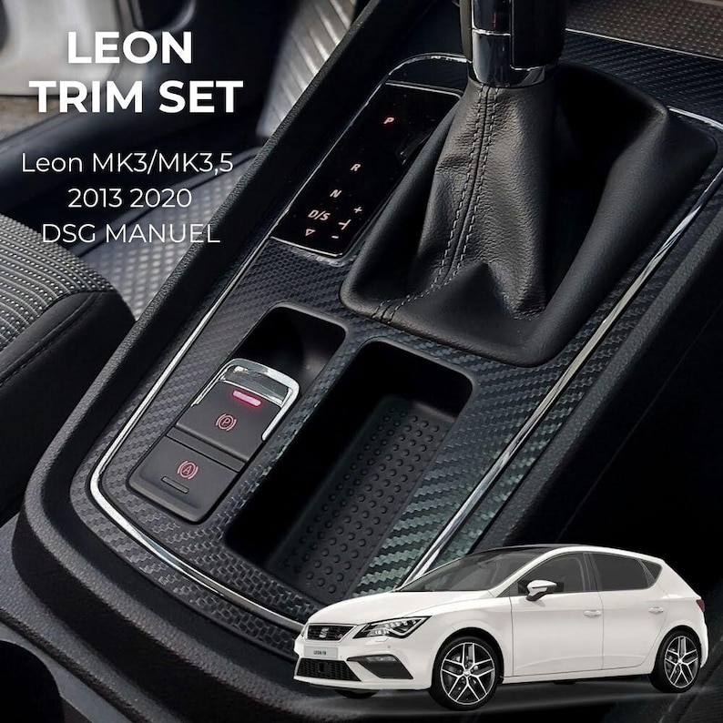 Kit de molduras interiores de fibra de carbono para SEAT Leon MK3 2013-2020 con revestimiento de vinilo para salpicadero imagen 1