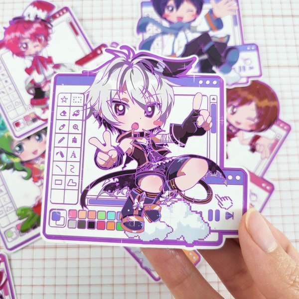 Vocaloid Vocal Synth Windows Handmade Vinyl Stickers | Pink Version