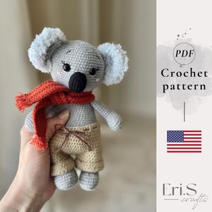 Koala crochet pattern, amigurumi koala bear tutorial, Australian animal pattern, forest animal toy pdf instruction (only in English)