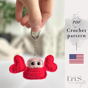 Patrón de cangrejo a crochet, tutorial de langosta amigurumi, llavero para parejas (patrón en PDF)