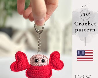 Patrón de cangrejo a crochet, tutorial de langosta amigurumi, llavero para parejas (patrón en PDF)