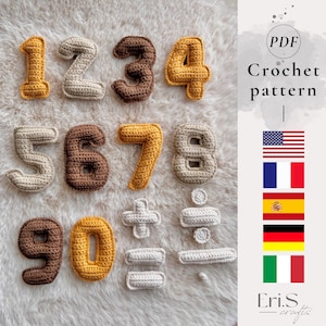 Crochet Numbers Pattern, Crochet Soft Number, Crochet Math Sign Pattern, Handmade Educational Toy Instruction, Handmade Numbers Tutorial
