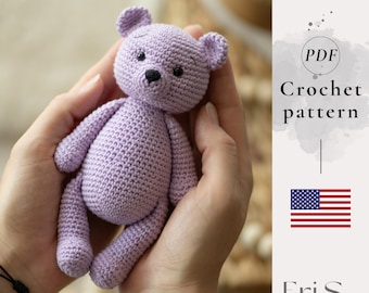 Crochet Teddy Bear Pattern, Amigurumi Plush Toy, DIY Woodland Animal (PDF Pattern)