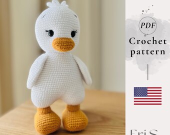 Crochet Goose Pattern, Amigurumi Stuffed Duck, Handmade Baby Rattle, DIY Farm Animal Toy (PDF)
