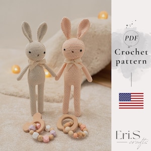 Crochet Bunny Rabbit pattern for Beginners, Easy Amigurumi Bunny tutorial, Amigurumi Bunny Pattern - PDF Download Instruction in English