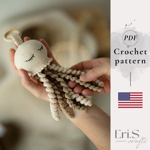 Padrão de crochê de água-viva, tutorial de polvo amigurumi, padrão de animal marinho, brinquedo de criatura submarina, instruções em PDF