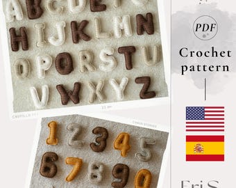 Crochet Alphabet and Numbers Pattern, DIY Soft Uppercase Letters, English & Spanish (PDF Pattern)
