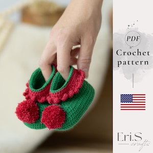 Crochet Elf Baby Shoes Pattern, Easy Christmas Baby Slippers, Handmade Baby Booties (PDF Download)