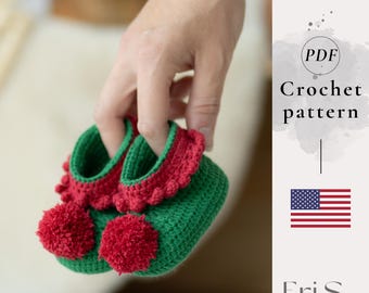 Crochet Elf Baby Shoes Pattern, Easy Christmas Baby Slippers, Handmade Baby Booties (PDF Download)