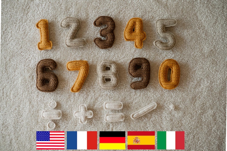 Crochet Numbers & Soft Math Symbols Pattern, Handmade Educational Toy ...