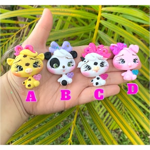 Cute animals with heart handmade clays