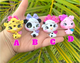 Cute animals with heart handmade clays
