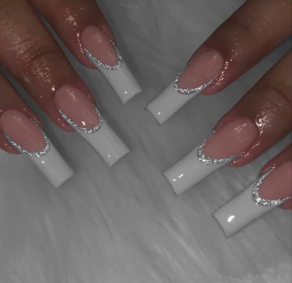 White Outlined Nails - Etsy