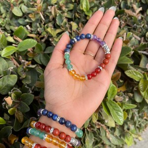 7 Chakras Crystal Bracelet - 8mm Beads | Crown, Third Eye, Throat, Heart, Solar Plexus, Sacral, Root | Healing Natural Gemstone Jewelry