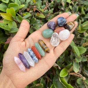 Chakra Healing Crystal Set | 7 Round Tumbled and 7 Double Pointed Crystals | Natural crystals | Healing Crystals | Crystal Gift Set
