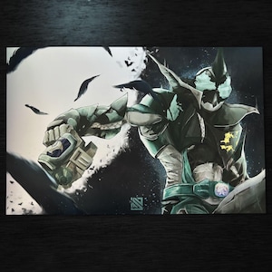 Kamen Rider Evil Art Print | 17x11 Horizontal Masked Rider Poster | Tokusatsu Armored Hero Wall Decor