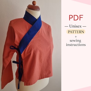 PDF Pattern - Chinese Hanfu dress, Inner Wear, Hanfu Cross Front Top