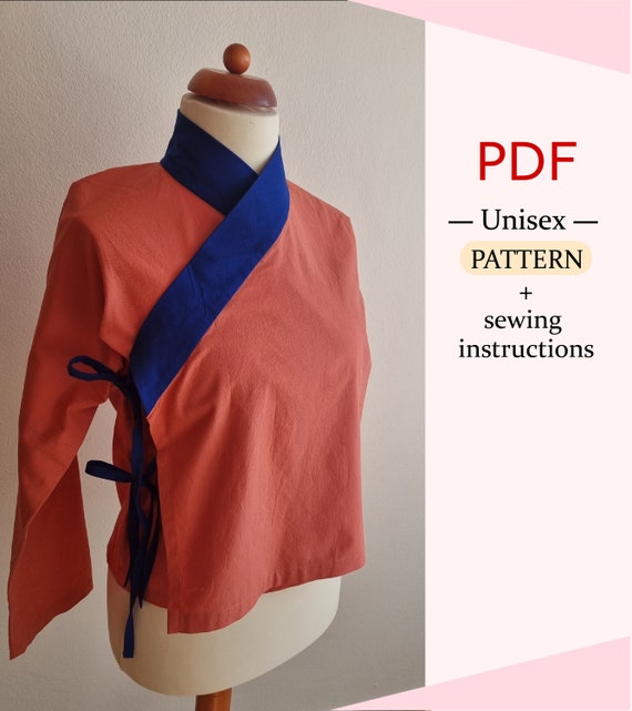 PDF Pattern Chinese Hanfu Dress, Inner Wear, Hanfu Cross Front Top 