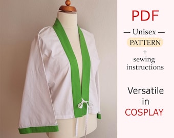 Chinese Hanfu Top Sewing Pattern: Straight Collar, Long Sleeves (PDF Pattern)